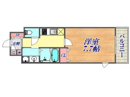 ピアグレース神戸(1K/8階)の間取り写真