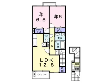 ローレルコートS(2LDK/2階)の間取り写真