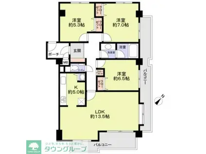 日香苑II(3LDK/1階)の間取り写真