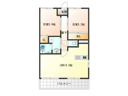 アルテマイスター谷川(2LDK/1階)の間取り写真