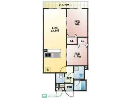 WSレジデンス(2LDK/6階)の間取り写真