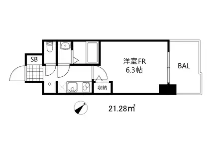 セレニテ神戸西エクラ(1K/6階)の間取り写真