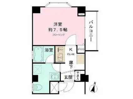 CYNTHIA代田橋III(1K/3階)の間取り写真