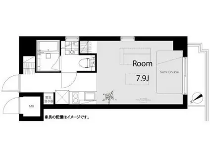 フローラル上野松が谷(ワンルーム/11階)の間取り写真