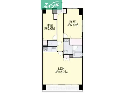 ル・サンク西市(2LDK/10階)の間取り写真