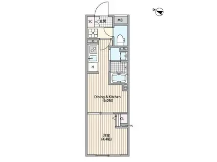 GRANPASEO中野III(1DK/1階)の間取り写真