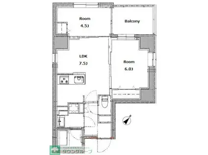 リビオメゾン上野入谷(2DK/7階)の間取り写真