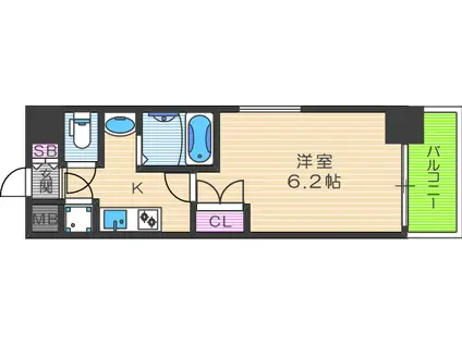 ジュネーゼ梅田北プラウディア(1K/3階)の間取り写真