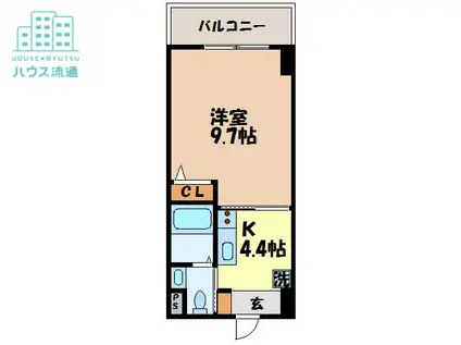 レジュイール花丘(1K/4階)の間取り写真