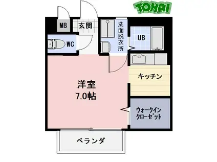 エスポワール(1K/2階)の間取り写真