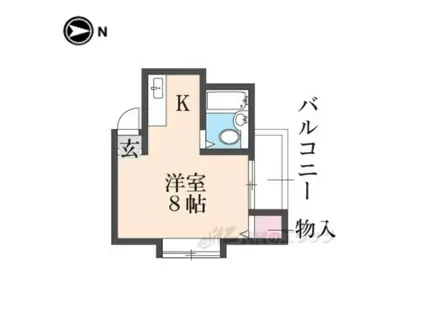 三匹のKOBUTA(ワンルーム/1階)の間取り写真