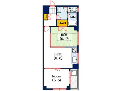 サンプラザ浪速II番館(2LDK/8階)の間取り写真