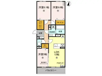 LA MAISON 高羽町(3LDK/2階)の間取り写真