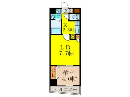 パーラム豊津(1LDK/2階)の間取り写真