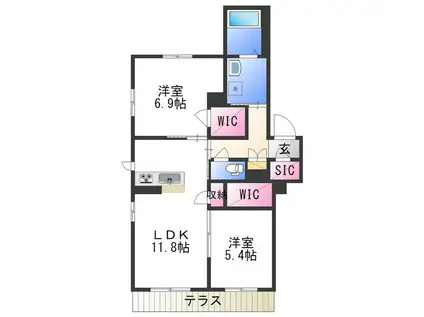ベレオ小野町(2LDK/2階)の間取り写真