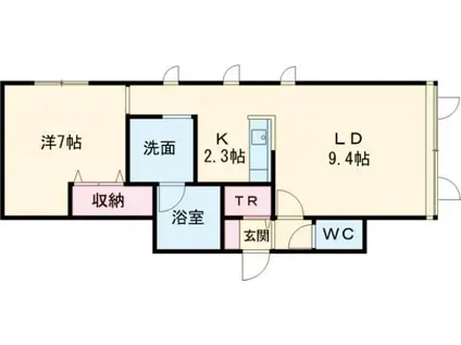 ラ・クレア(1LDK/2階)の間取り写真