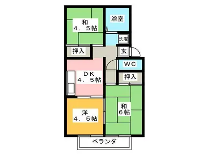 コーポプレジール(3DK/1階)の間取り写真