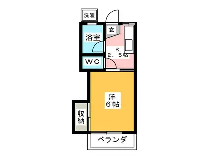 コーポ北原II(1K/1階)の間取り写真