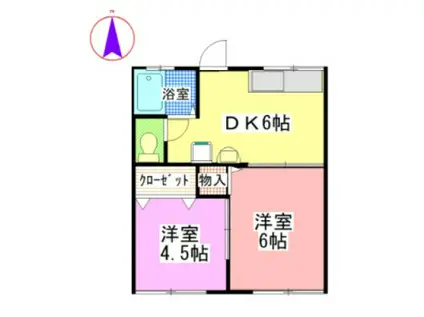 山田コーポ S棟(2DK/2階)の間取り写真