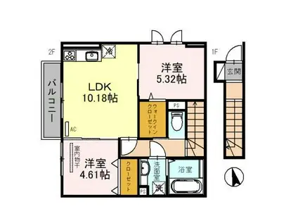 IE SOLEIL(2LDK/2階)の間取り写真