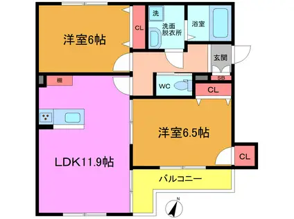 ANGEC(2LDK/2階)の間取り写真
