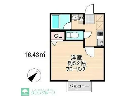 モン・ソレイユ・ドゥ(1K/1階)の間取り写真