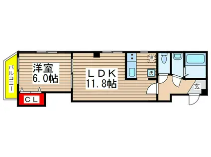 リトルズ幕張町(1LDK/2階)の間取り写真