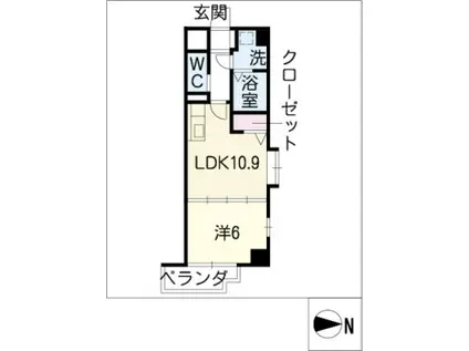 H-F名駅北レジデンスイースト(1LDK/15階)の間取り写真