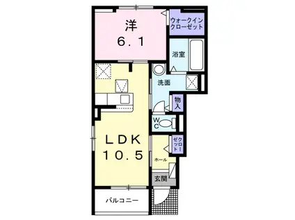 アムールC(1LDK/1階)の間取り写真