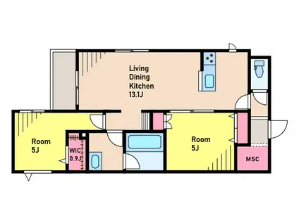中央8丁目メゾン(2LDK/4階)の間取り写真