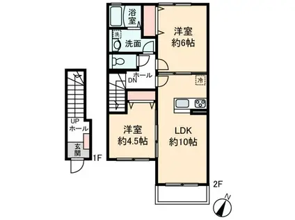 アロアージュハイム(2LDK/2階)の間取り写真