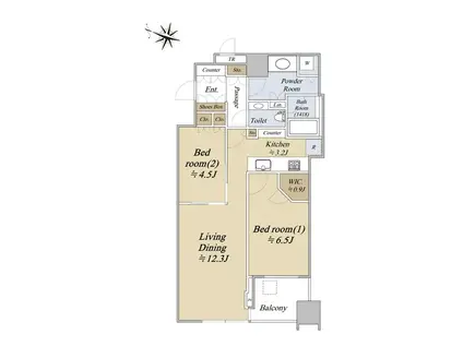 大崎ウエストシティタワーズ(2LDK/25階)の間取り写真
