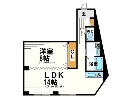 チェリーブロッサム(1LDK/2階)の間取り写真