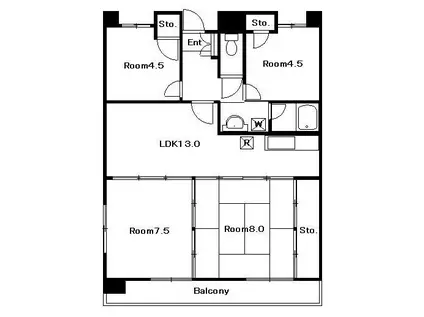 サンシャイン住吉(4LDK/7階)の間取り写真