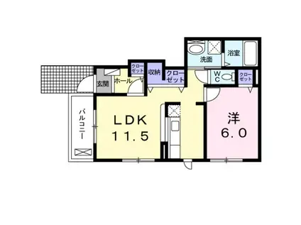 プリムローズ(1LDK/1階)の間取り写真