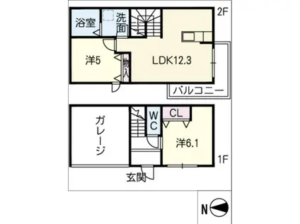 ロアヴァルゴ(2LDK/1階)の間取り写真