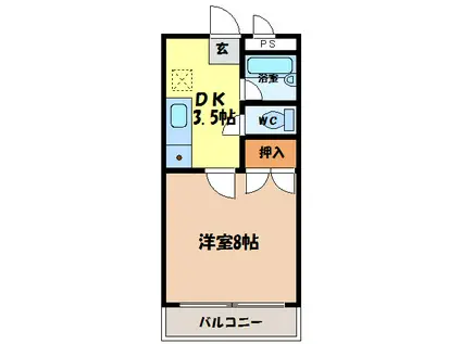 GILL(1DK/2階)の間取り写真