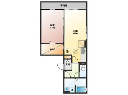 ニューハイツタリカドE(1LDK/1階)の間取り写真