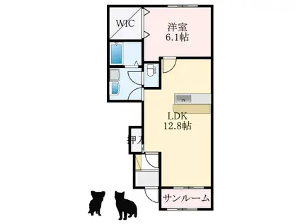 DAISY MAISONI(1LDK/1階)の間取り写真