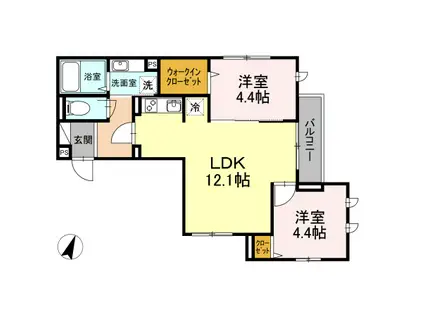 メルシー芙蓉X(2LDK/1階)の間取り写真