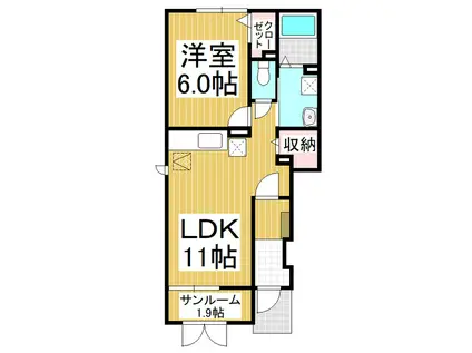 グランツ・T(1LDK/1階)の間取り写真