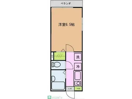 エクレールK花水台(1K/1階)の間取り写真