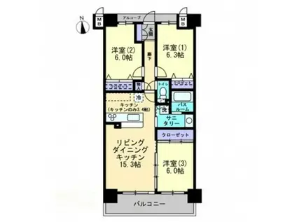 アルファスマート太田駅西(3LDK/7階)の間取り写真