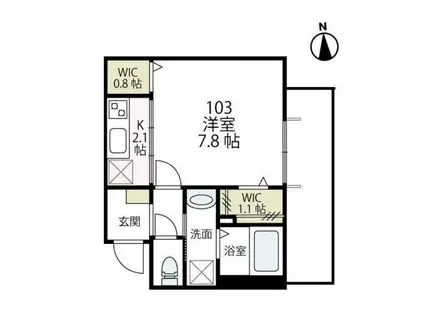 プレジオ高津(1K/1階)の間取り写真