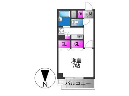 ザ・タワーハウス・ワン(1K/2階)の間取り写真