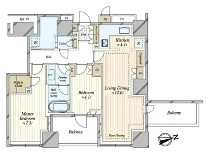 クラッシィタワー新宿御苑(2LDK/22階)の間取り写真