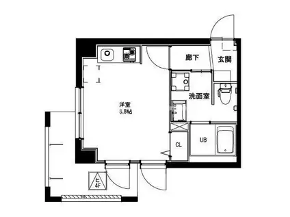 ベールフラット(ワンルーム/1階)の間取り写真