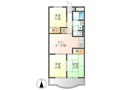 メゾン二村Ⅲ(3DK/2階)の間取り写真