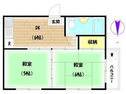 巽ビレッジ(2DK/4階)の間取り写真