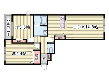 シャーメゾンラプロヴァンス(2LDK/1階)の間取り写真